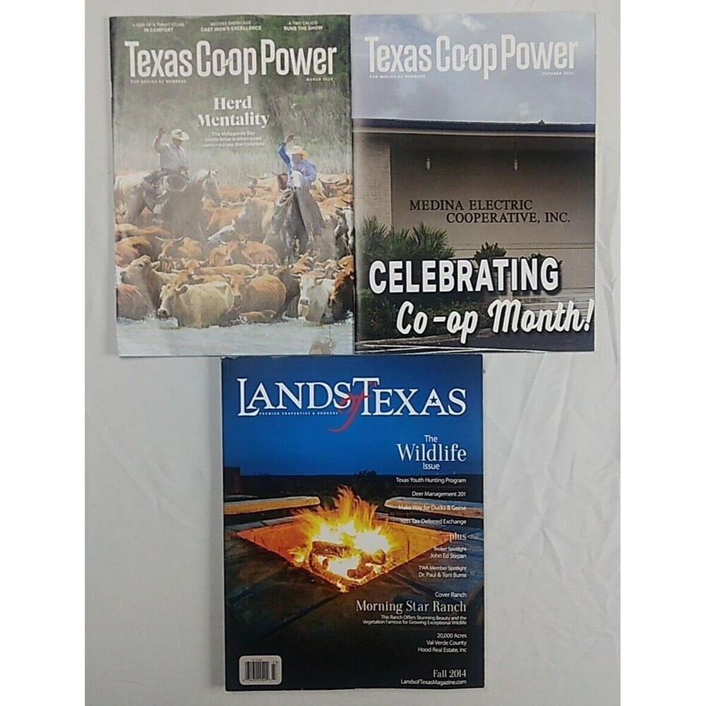 Lot Of 3 Texas Themed Magazines Texas Co-op Power Lands Texas 2014-2022-2023